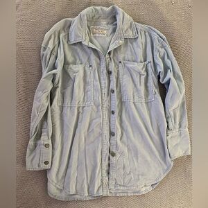 Free People We The Free Corduroy Button-Down Oversized Shirt – Light Blue – XS